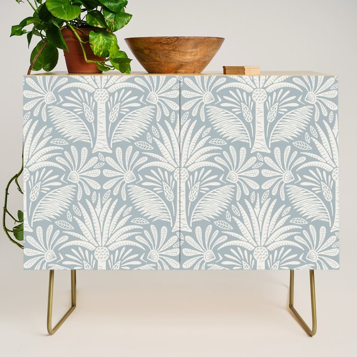 Palm Damask - Coastal Blue Credenza Gallery Image 1