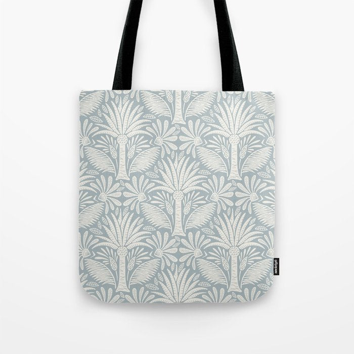 Palm Damask - Coastal Blue Tote Bag Gallery Image 1