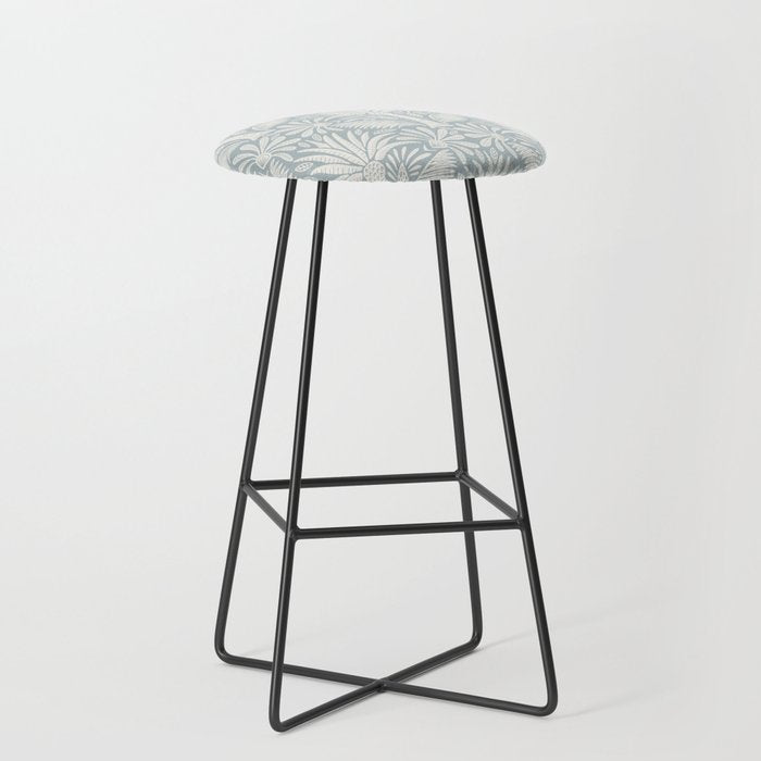 Palm Damask - Coastal Blue Stool Gallery Image 1
