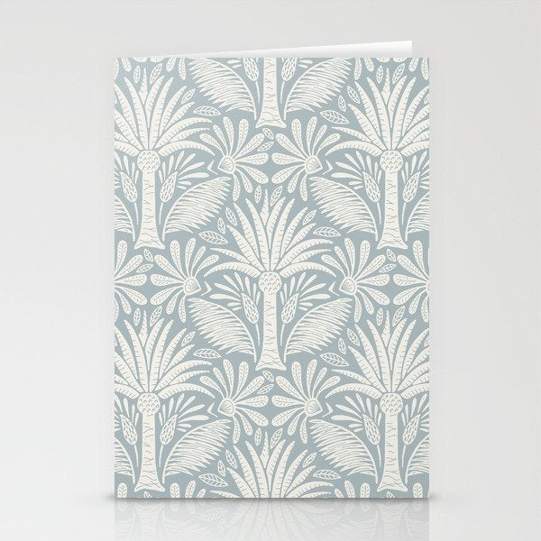 Palm Damask - Coastal Blue Stationery Card Gallery Image 1
