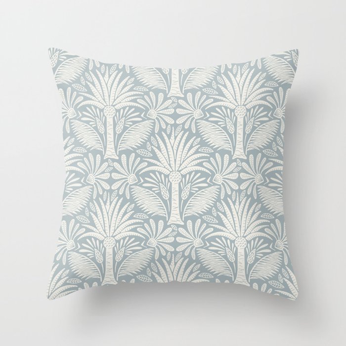 Palm Damask - Coastal Blue Throw Pillow Gallery Image 6