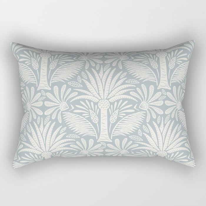 Palm Damask - Coastal Blue Rectangular Pillow Gallery Image 1