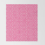 Hot Pink and White Greek Key Pattern Throw Blanket Gallery Image 2