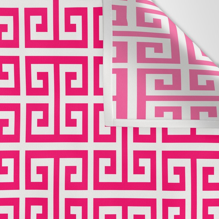 Hot Pink and White Greek Key Pattern Wall Tapestry Gallery Image 3