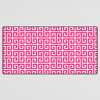 Hot Pink and White Greek Key Pattern Desk Mat Gallery Image 3