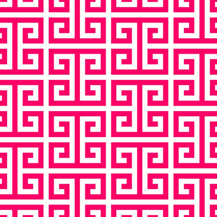 Hot Pink and White Greek Key Pattern Coffee Mug Gallery Image 2