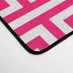 Hot Pink and White Greek Key Pattern Desk Mat Gallery Image 4
