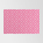Hot Pink and White Greek Key Pattern Rug Gallery Image 2