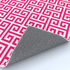 Hot Pink and White Greek Key Pattern Rug Gallery Image 4