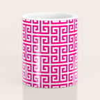Hot Pink and White Greek Key Pattern Coffee Mug Gallery Image 4