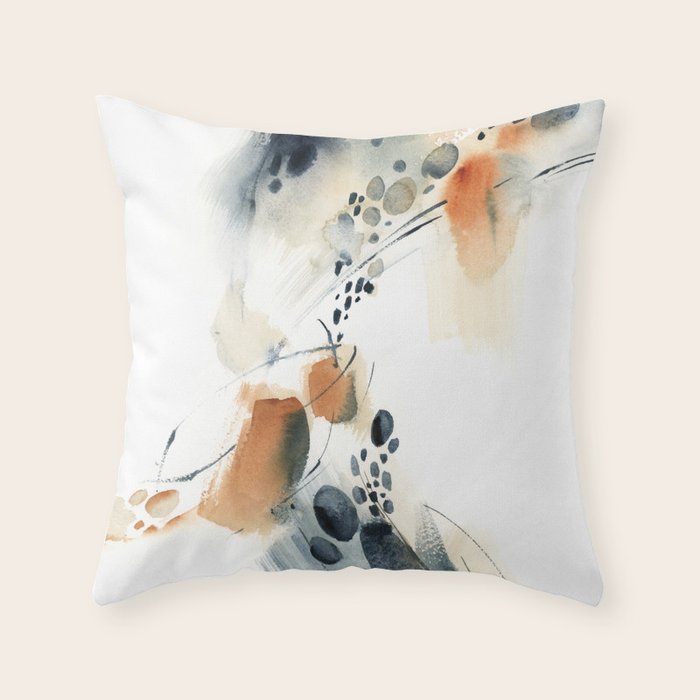 Abstract in blue and terracotta Throw Pillow