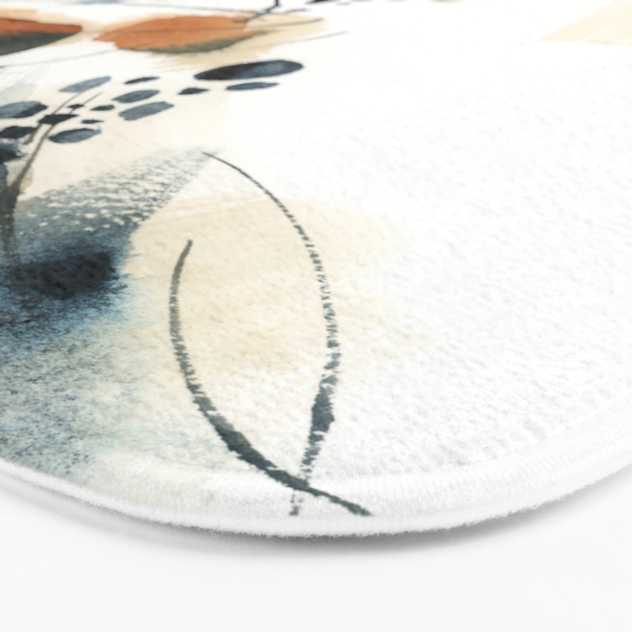 Abstract in blue and terracotta Bath Mat Gallery Image 3