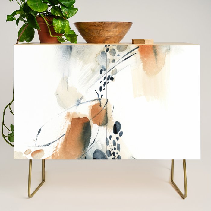 Abstract in blue and terracotta Credenza Gallery Image 1