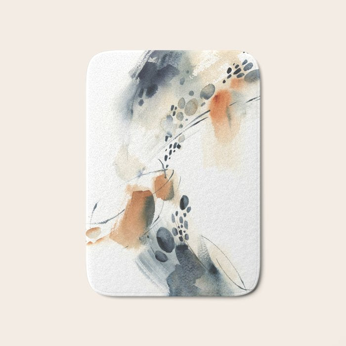 Abstract in blue and terracotta Bath Mat Gallery Image 1