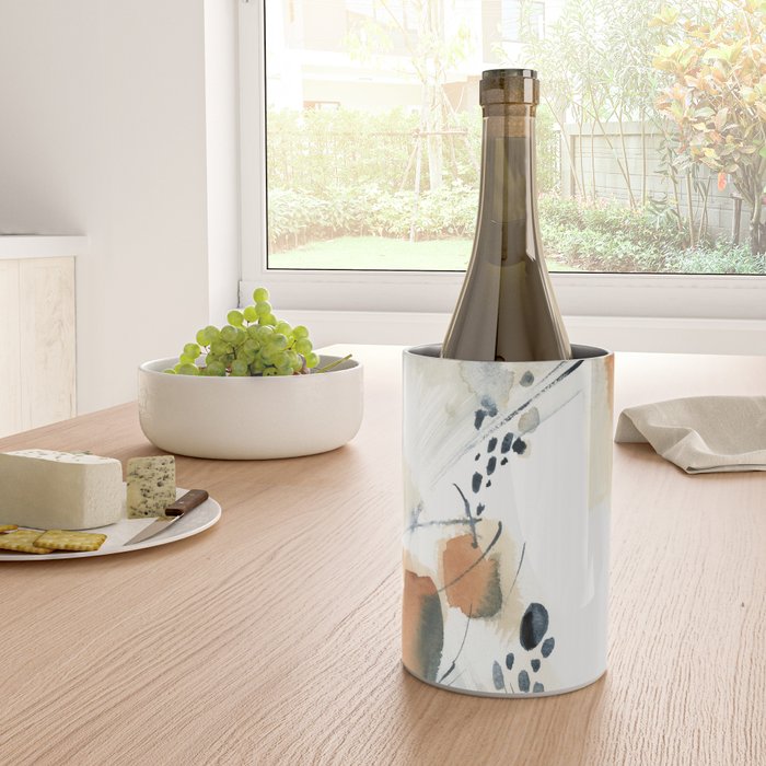 Abstract in blue and terracotta Wine Chiller Gallery Image 4