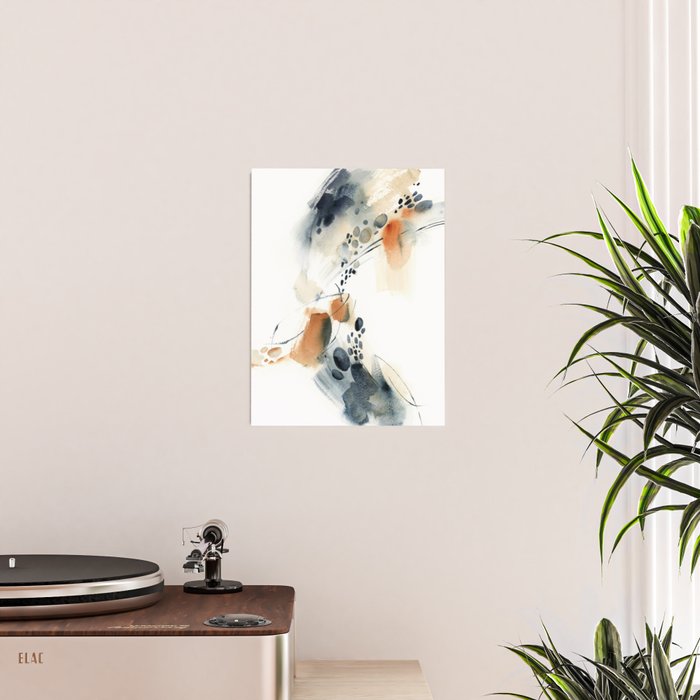 Abstract in blue and terracotta Poster Gallery Image 2