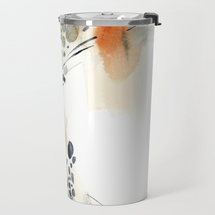 Abstract in blue and terracotta Travel Mug Gallery Image 2