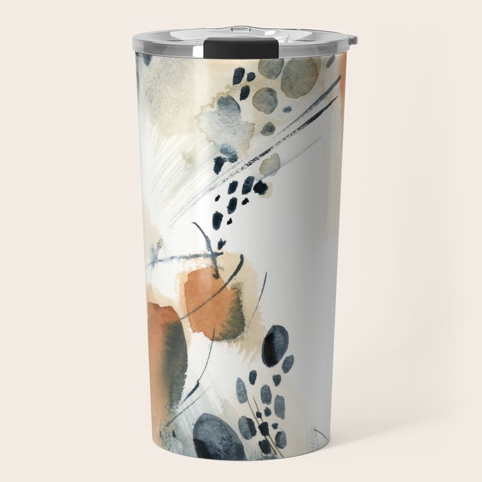 Abstract in blue and terracotta Travel Mug Gallery Image 1