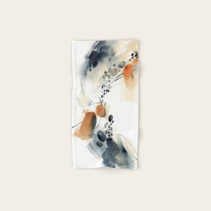 Abstract in blue and terracotta Bath Towel