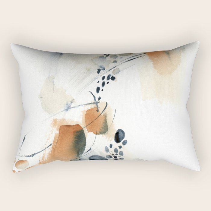 Abstract in blue and terracotta Rectangular Pillow Gallery Image 1