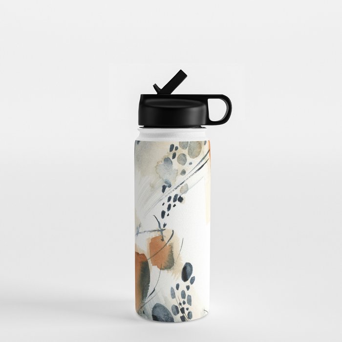 Abstract in blue and terracotta Water Bottle Gallery Image 1