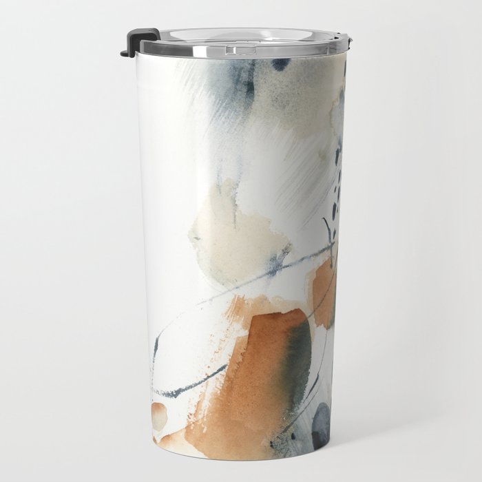 Abstract in blue and terracotta Travel Mug Gallery Image 3