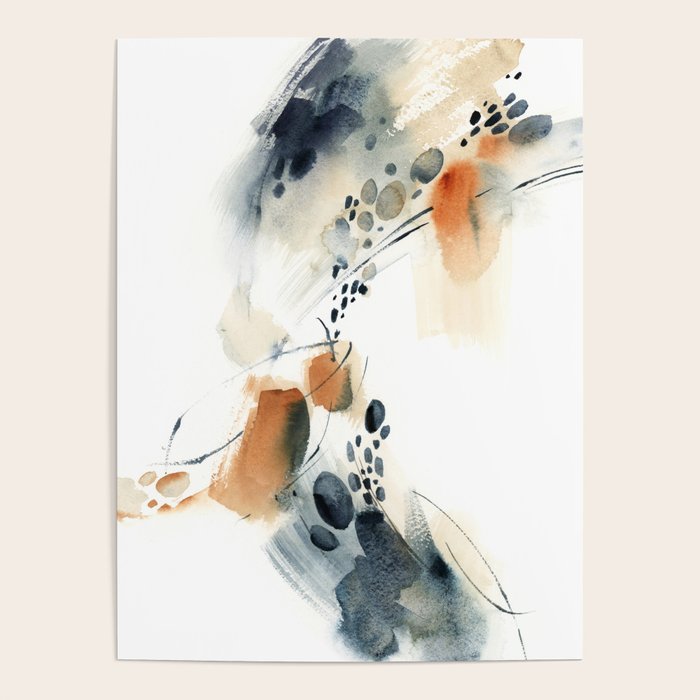 Abstract in blue and terracotta Poster Gallery Image 4