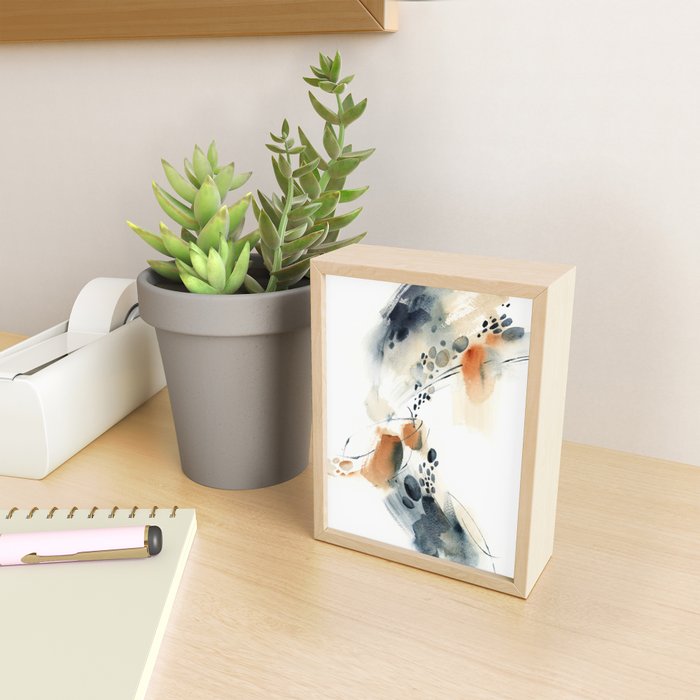 Abstract in blue and terracotta Mini Art Print Gallery Image 2