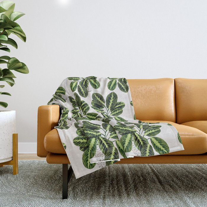 Maranta Lemon lime interior Plant Throw Blanket Gallery Image 1