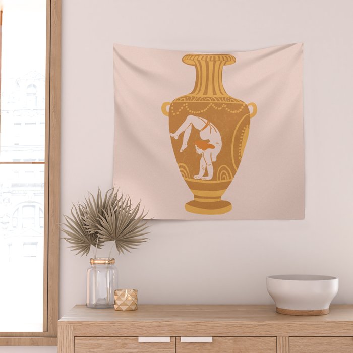 Ancient yoga vase Wall Tapestry Gallery Image 2