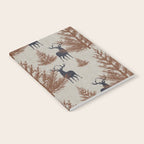 Christmas Trees and Deer, Faux Linen, Pattern, Beige, Brown and Blue Notebook Gallery Image 2