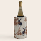 Christmas Trees and Deer, Faux Linen, Pattern, Beige, Brown and Blue Wine Chiller Gallery Image 2