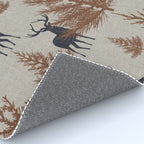 Christmas Trees and Deer, Faux Linen, Pattern, Beige, Brown and Blue Rug Gallery Image 4