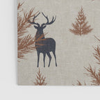 Christmas Trees and Deer, Faux Linen, Pattern, Beige, Brown and Blue Poster Gallery Image 3