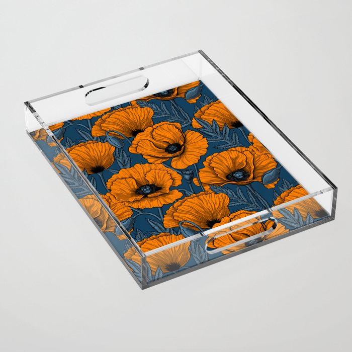 Orange poppies Acrylic Tray Gallery Image 1
