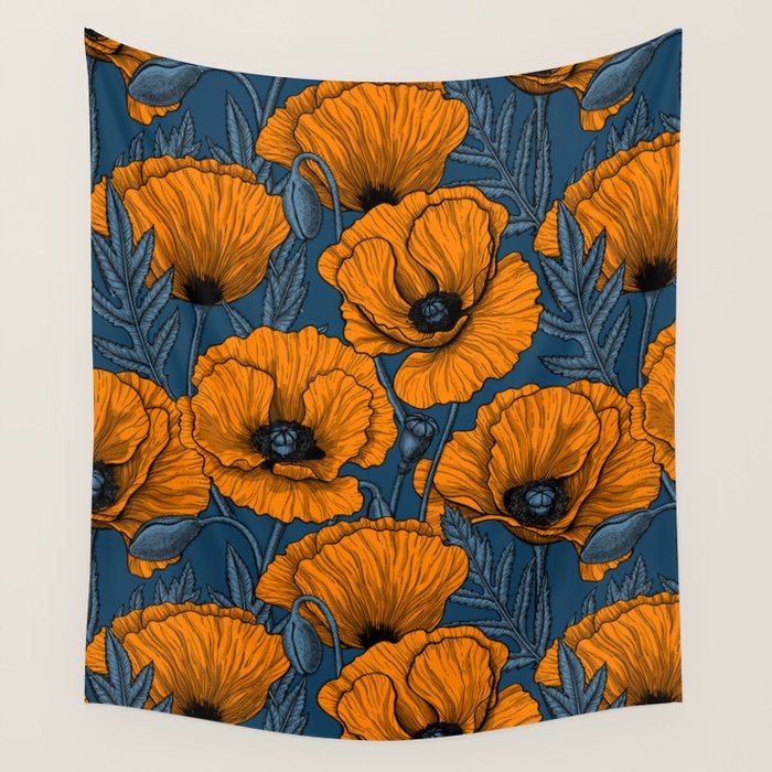 Orange poppies Wall Tapestry Gallery Image 4