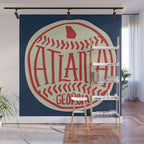Atlanta Georgia Baseball - Hand Drawn, Script Typography Wall Mural Gallery Image 1