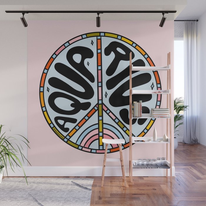 Aquarius Peace Sign Wall Mural Gallery Image 1