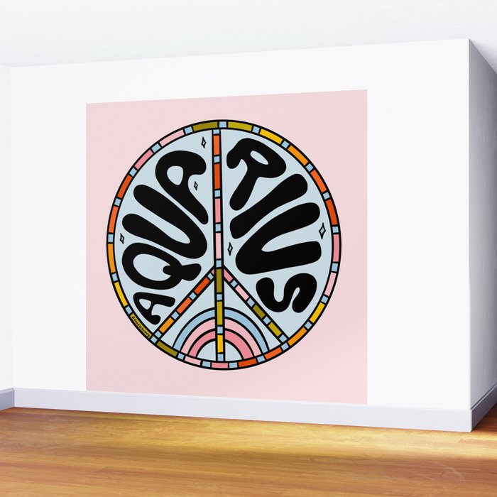 Aquarius Peace Sign Wall Mural Gallery Image 2