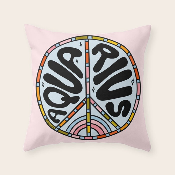 Aquarius Peace Sign Throw Pillow Gallery Image 6