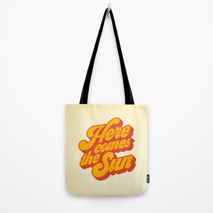 Here Comes The Sun | Retro 70s Typography Tote Bag Gallery Image 2