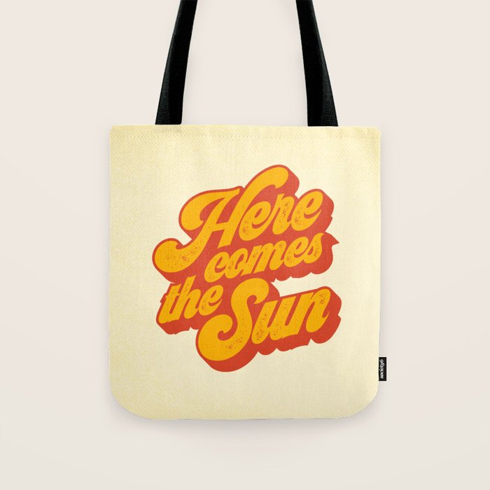 Here Comes The Sun | Retro 70s Typography Tote Bag Gallery Image 1