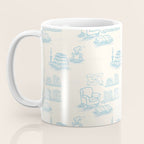 Blue Bookish Reading Chair Bookshelves Teacup Bookworm Toile de Jouy Coffee Mug Gallery Image 3