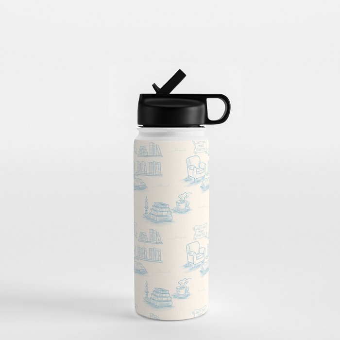 Blue Bookish Reading Chair Bookshelves Teacup Bookworm Toile de Jouy Water Bottle Gallery Image 1