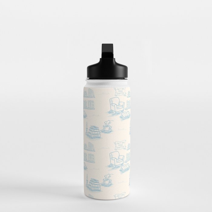 Blue Bookish Reading Chair Bookshelves Teacup Bookworm Toile de Jouy Water Bottle Gallery Image 3
