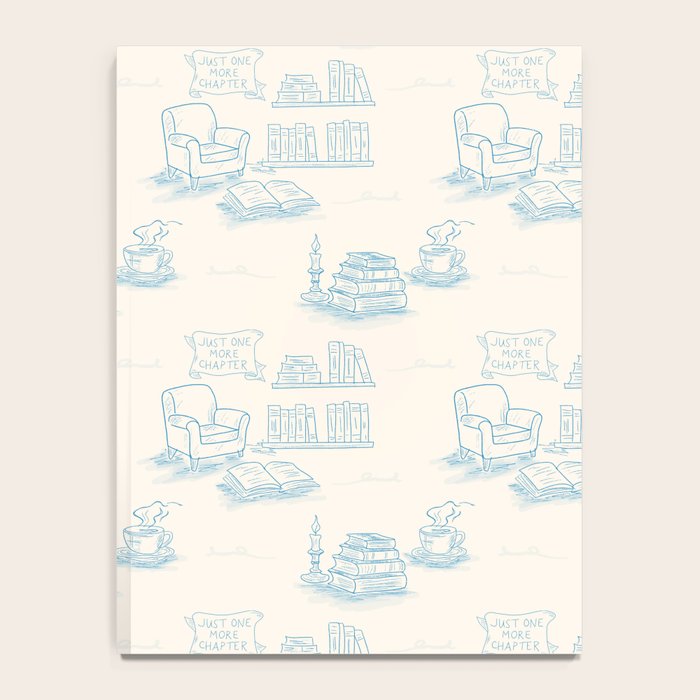 Blue Bookish Reading Chair Bookshelves Teacup Bookworm Toile de Jouy Notebook Gallery Image 4