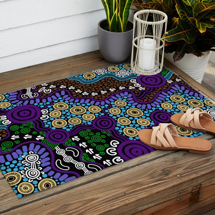 Authentic Aboriginal Art - Untitled Outdoor Rug Gallery Image 2