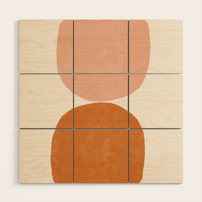 Terracotta Mid Century Modern Abstract Wood Wall Art Gallery Image 1