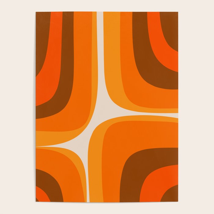 70s Retro Groove Minimalist Mid Century Modern Abstract in 1970s Brown and Orange Poster Gallery Image 4