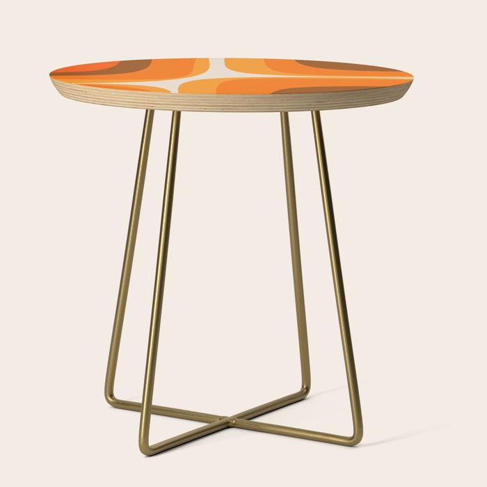 70s Retro Groove Minimalist Mid Century Modern Abstract in 1970s Brown and Orange Side Table Gallery Image 1